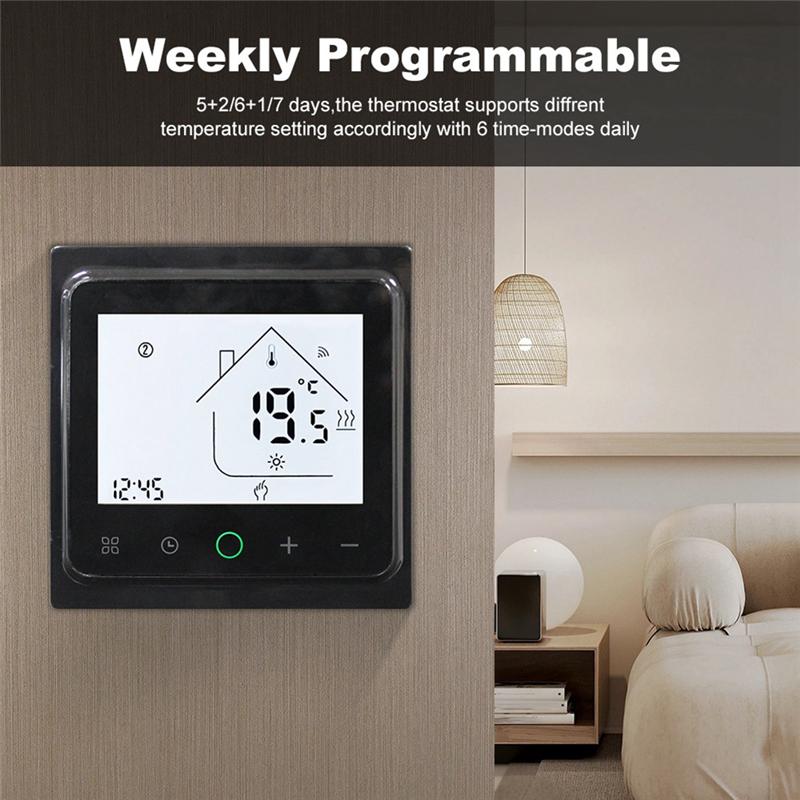 

ABGR-16A Tuya Smart Wifi Thermostat Water Electric Warm Floor Heating Water Gas Boiler Temperature Controller For Alexa чёрный