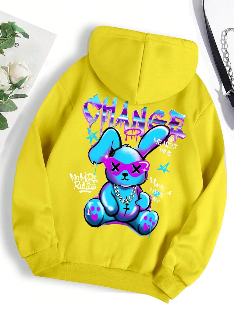 Unisex Hoodies & Sweatshirts Rabbit Cartoons Print Sweatshirt Fashion Casual Oversize Clothing Hoodies