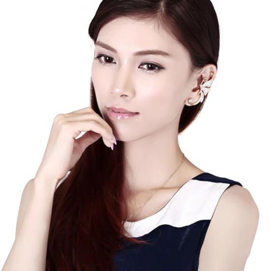 1Pc Ear Cuff Clamp Fine Workmanship Anti Rust Jewelry Rhinestone Butterfly Wing Ear Cuff Clip Earring for Club