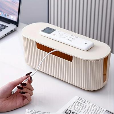 Kabelopbergdoos voor op het bureau, stekkerdoos met opbergruimte, stofbestendige opbergdoos voor stopcontacten, kabelopbergdoos voor thuis, kabelbeheer, kabelorganizer
