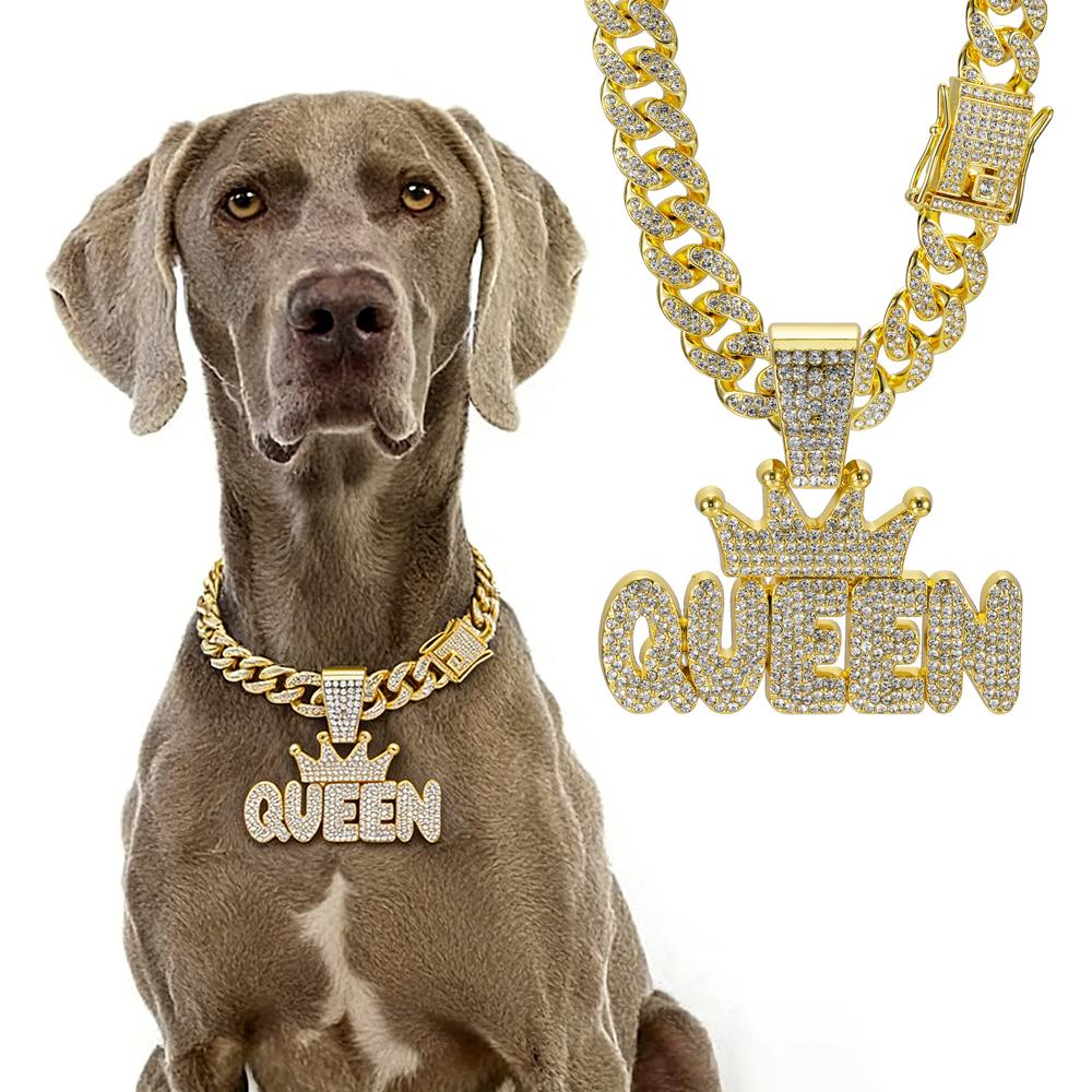 Gouden Hondenketting Luxe Hanger Hondenhalsband Lopen Metaal Met Design Gesp Huisdier Ketting Sieraden Accessoires Voor Middelgrote Grote Honden 26inch(65cm)