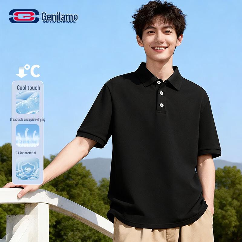 GENIOLAMODE Herren Freizeit Einfarbig Locker Geschnittenes Poloshirt