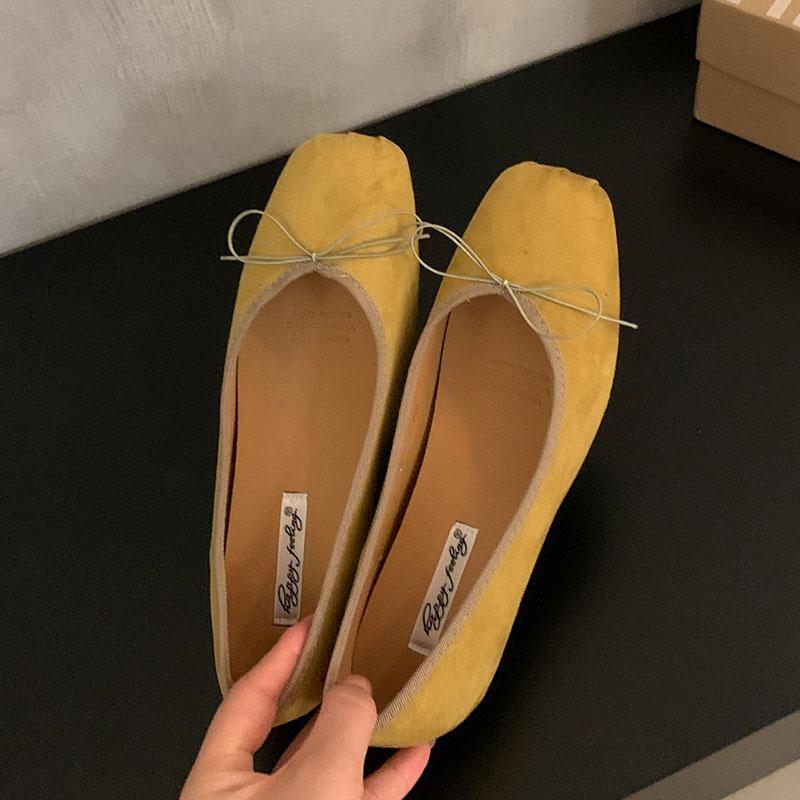 

Модная обувь с увеличением роста Женские туфли-балетки с бантом-бабочкой 2025 Новая модная неглубокая женская обувь 35 жёлтый