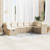 VidaXL Garden Furniture Set with Cushions 8 Pcs Beige Woven Resin, Outdoor Sofa Set, Corner Sofa Set 3325334