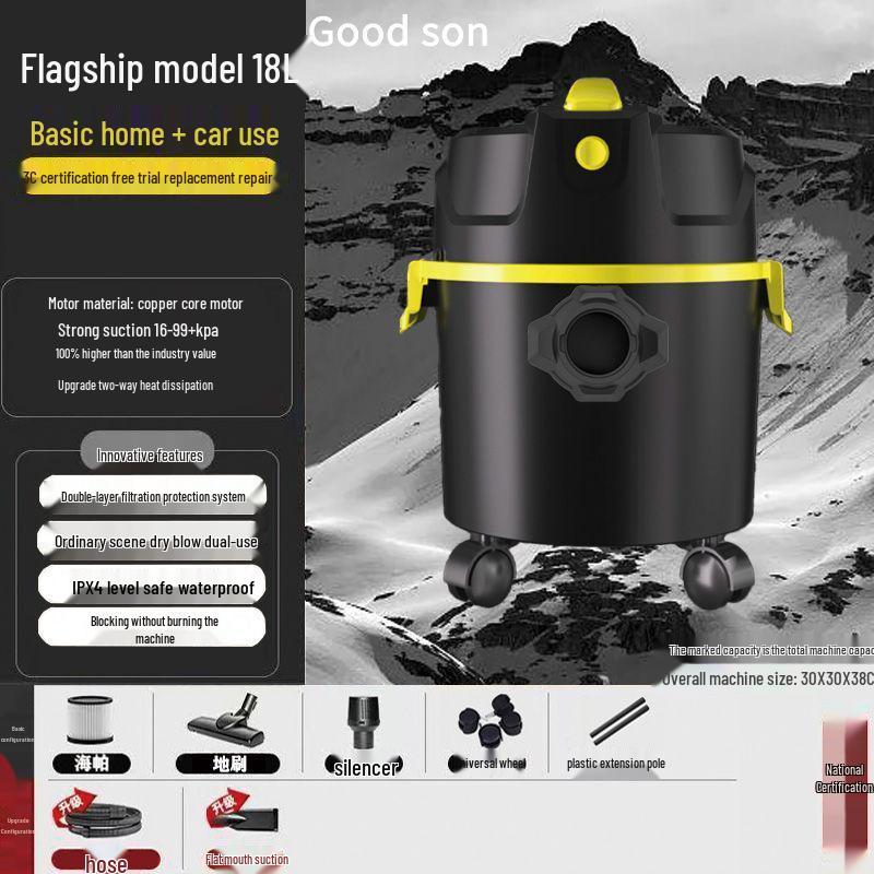 GUTSEN Dual-Use High Suction Wet/Dry Industrial Vacuum Cleaner for Heavy-Duty and Car Cleaning