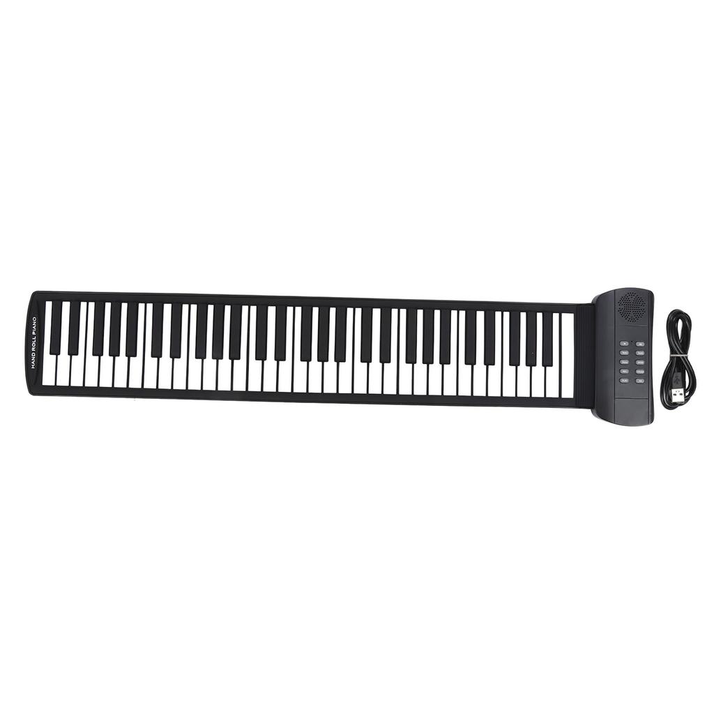 61 Keys Roll Up Piano Portable 16 Tones 6 Demo Songs Support Headphone Sound Output Electronic Hand