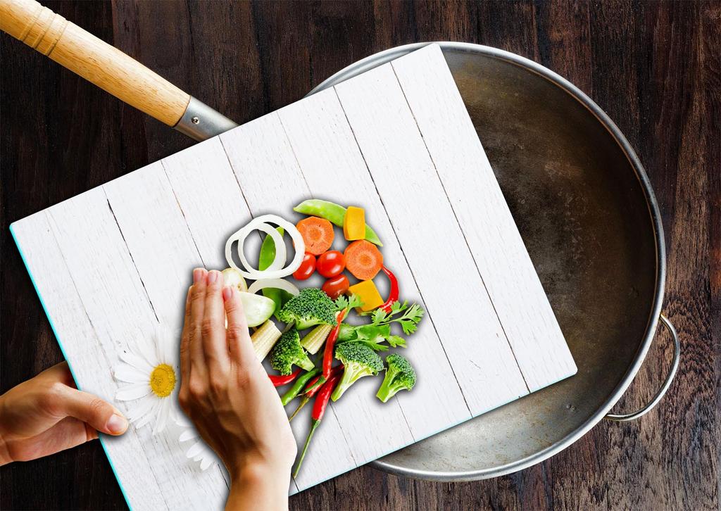 Glass Plate Cutting Board 52X40 Flowers