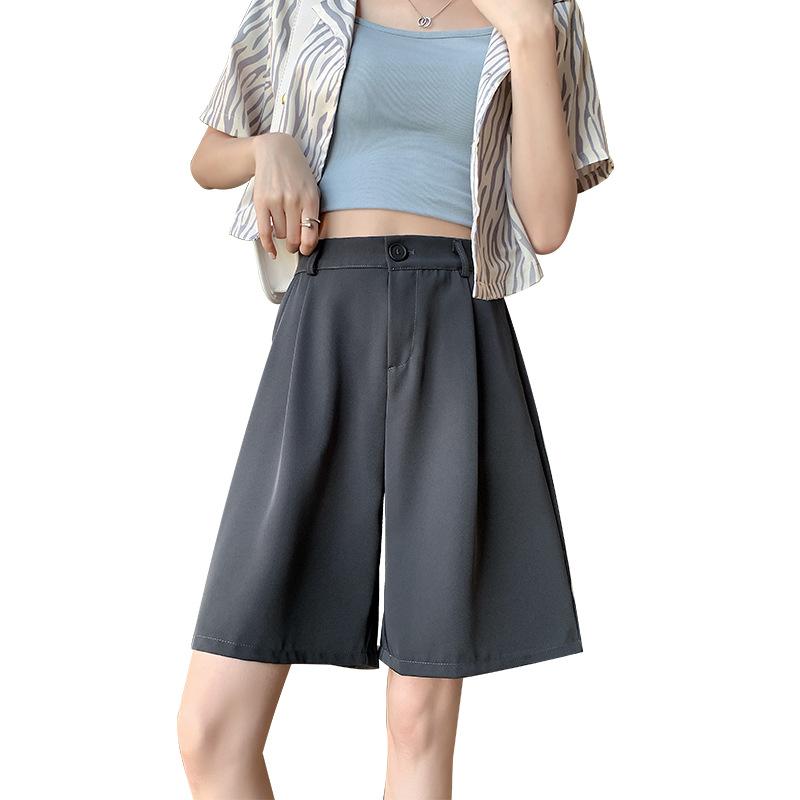 Five-point Pants Drape Suit Shorts Women's Summer Loose and Thin Outer Wear Wide-leg Straight Pants