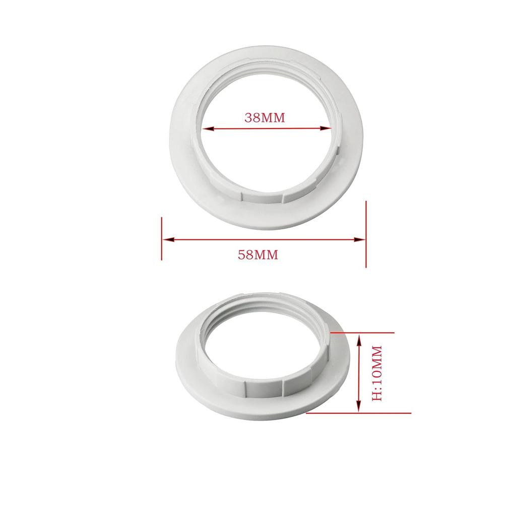 White Light Socket Shade Ring, Aluminum Lamp Retainer Rings Replacement for Glass Light Fixture Porcelain Lamp Holder, Threaded Diameter 39mm