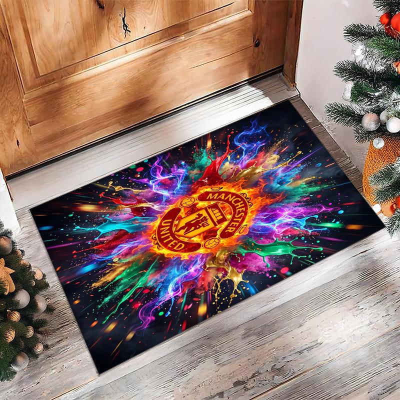 Tappeto in Flanella Stampato Manchester United Antiscivolo Morbido Poliestere Tappeto per Pavimento Tappetino Decorativo per Interni per Camera da Letto Soggiorno Divano