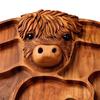 Dřevěná charcuterie deska s krávou z Vysočiny Roztomilý servírovací podnos ve tvaru krávy Rustikální farmářský talíř na jídlo s přihrádkami na sýr maso ovoce svačiny