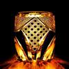 Japanese Black Warrior Crystal Glass Armor Edo Kiriko Whiskey Wine Glasses Hand Engraved Amber Whisky Cup Brandy Rock Snifter