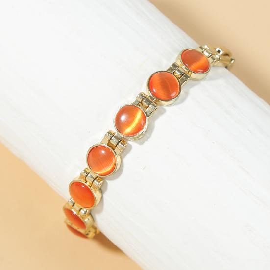 Βραχιόλι Μαγνητικής Θεραπείας Χρυσό Επιχρυσωμένο Κόσμημα Απαλύνει την Κόπωση Γυαλιστερό Cats Eye Stone