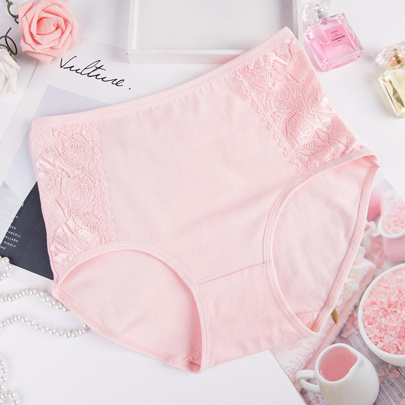 Pure Cotton Women's Lace Mid-High Waist Briefs (Fits 90-140 Lbs)
