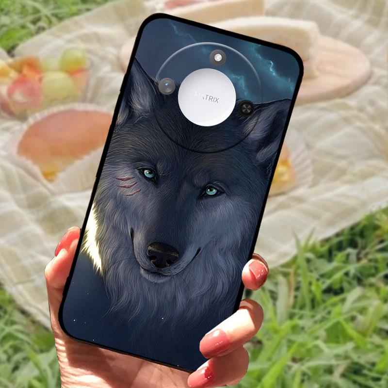 For Huawei Honor X60 Case Flowers Painted Cover Black Silicone Soft TPU Phone Case For Honor X60 Protective Shell Bumper