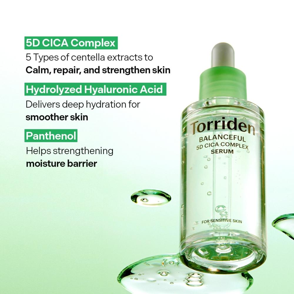 Torriden Balanceful 5d Cica Complex Redness Reducing Serum 1.69 Oz 50 Ml