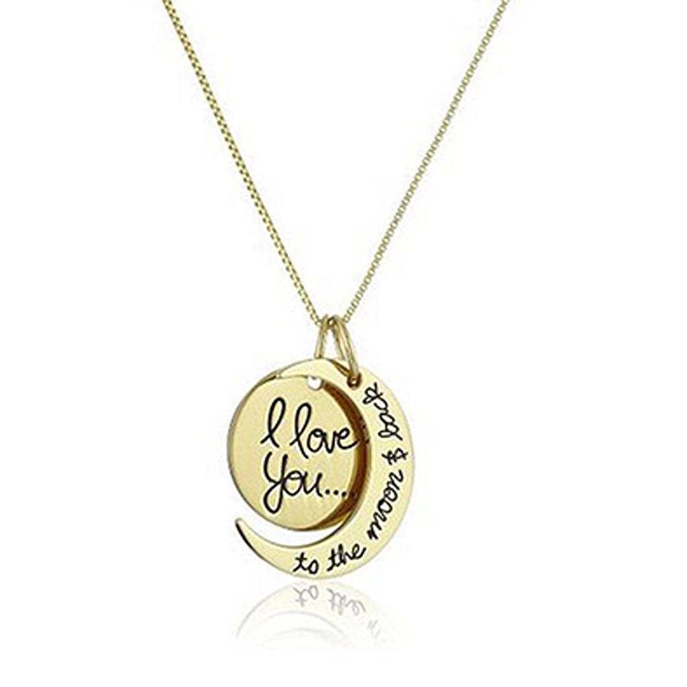 Creative Moon and Sun Shape with  Letter Pendant Necklace Fashion Elegant Couple Necklace