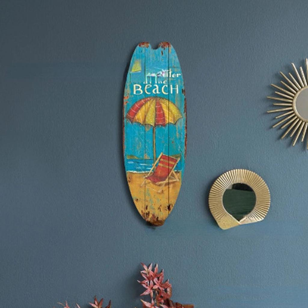 Summer Beach Ocean Theme Leisure Decoration Surfboard Wooden Sign Bar Home Wall Retro Ornament Decor Wood Board