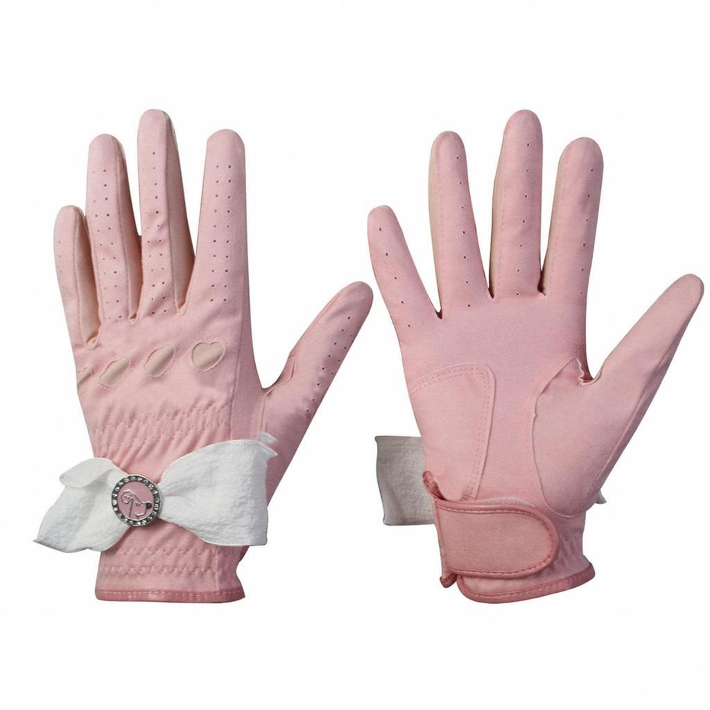 Enhanced Grip Golf Gloves with Bow Snug-Fit Microfiber Comfortable