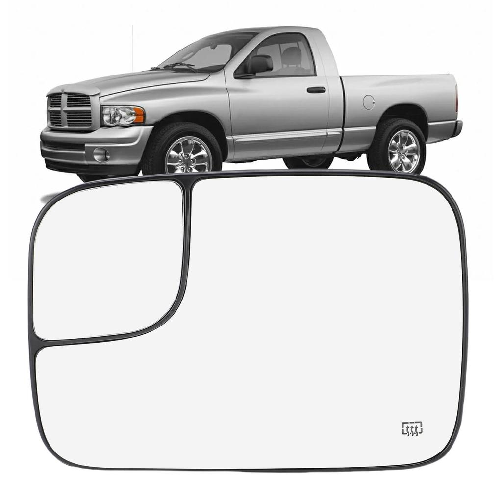 Heated Convex Mirror Glass with Blind Spot Glass Side View Mirror Glass Lens Replacement for 1500 2500 3500 2002-2008