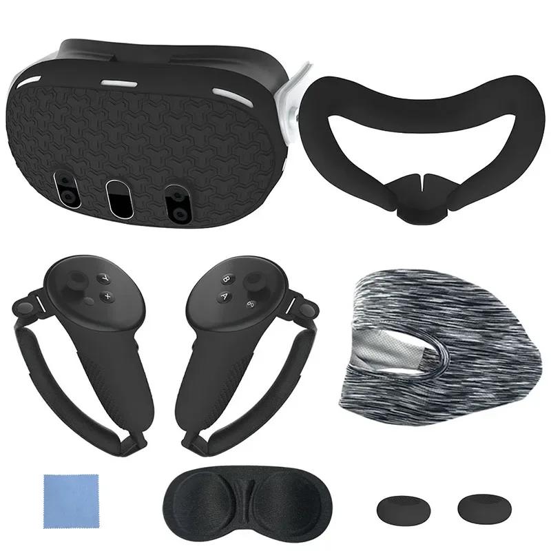 7pcs Accessories Set Controller Grips Face Cover Anti-Scratch VR Protective Cover Front Shell Cover Anti-Fall for Meta Quest 3