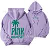Women's Hooded Long Sleeve Drop Shoulder Pullover Sweatshirt Palm Tree "PINK PALM PUFF" Back Letter Print Casual Hoodie