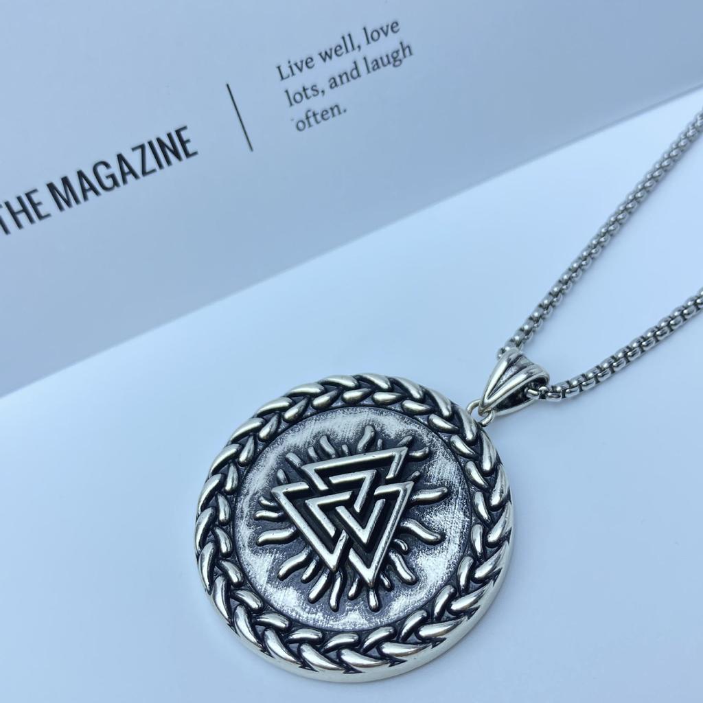 Xiweier Nordic Viking Odin Triangle Necklace - Copper Retro Fashion Trend