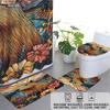 4pcs Capibala Printed Bathroom Set 180x180 Waterproof Shower Curtain With 12 Hook Type Floor Mats, Toilet Mats, U-Shaped Mats