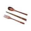 Phoebe Wood Spoon, Fork, and Chopsticks Set - Portable, Wrapped, and In Stock for Household Use