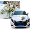 Wedding Car Decoration 7Pieces Set with Realistic Artificial Flower for Car Decors included Rearview Mirror and Doorknob