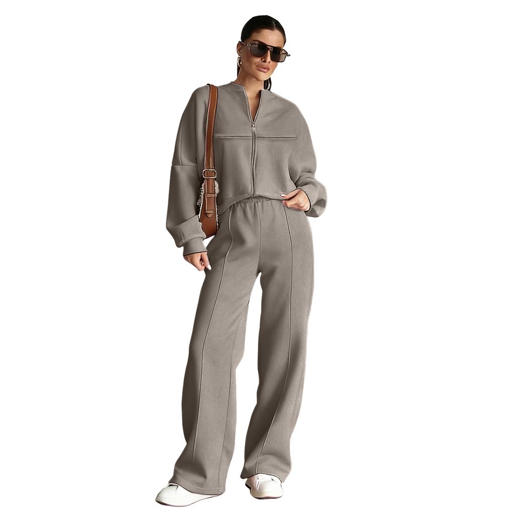 Women's Fashion Street Long-Sleeved Jacket And Pants Two-Piece Set