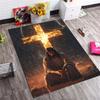 Jesus with Glowing Cross Print Area Rug, Non-Slip Floor Mat for Living Room Bedroom, Christian Religious Home Decor Carpet