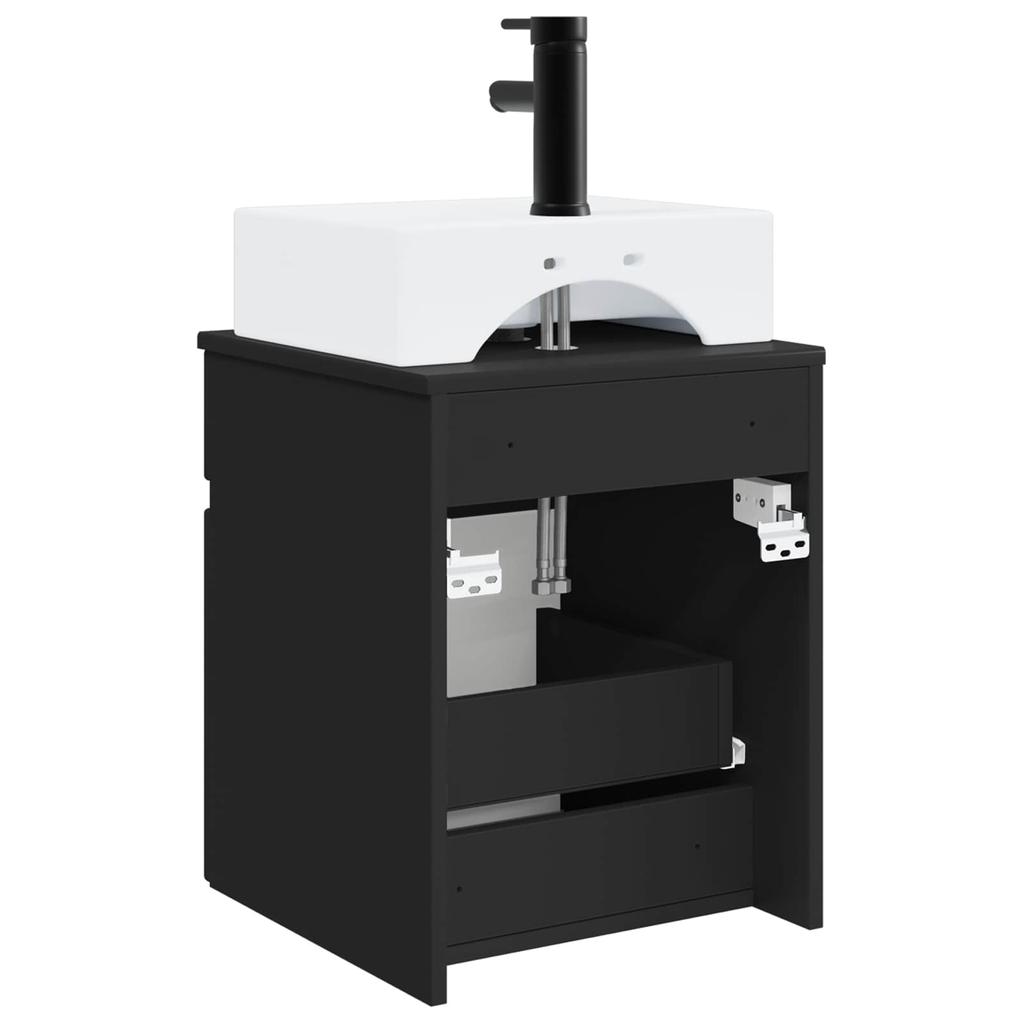 Wall Mounted Washbasin Vanity Black 39 X 41 X 62.5 Cm