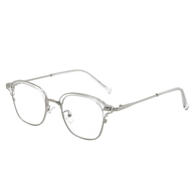 

Квадратная двухцветная металлическая оправа для очков с полупрозрачными ободками из полурога C-5 Crystal Green-Light Gray