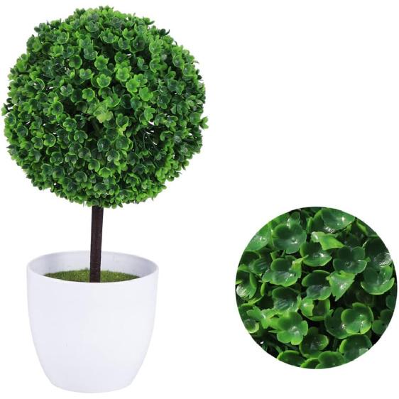 2pcs Artificial Plants Outdoor Decor Artificial Greenery In Pots Potted Topiary Trees Tabletop Artificial Topiary Fake Tree In Pot Simulated Snowball