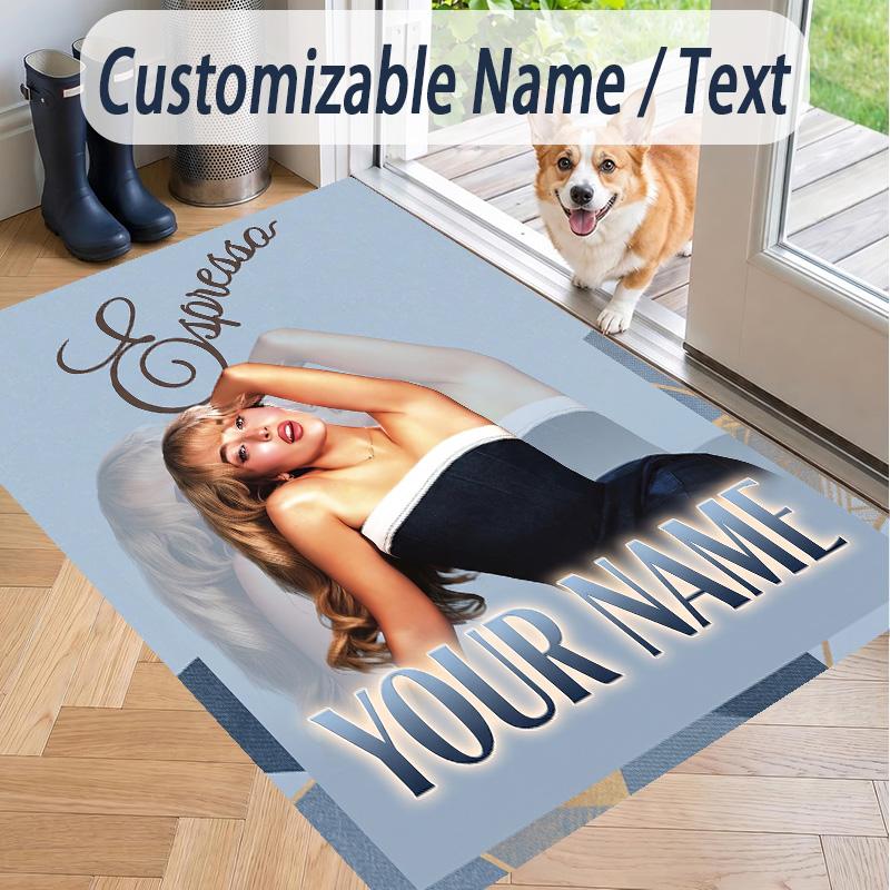Custom Text Sabrina Carpenter Pattern Floor Rug Soft Indoor Carpet Mat Living Room Bedroom