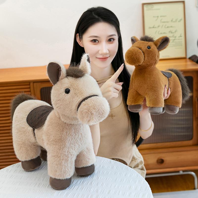 Cartoon Chinese Zodiac Horse Plush Toy Cute Stuffed Pony Doll Sofa Throw Pillow Home Decoration New Year Mascot Festival Gift