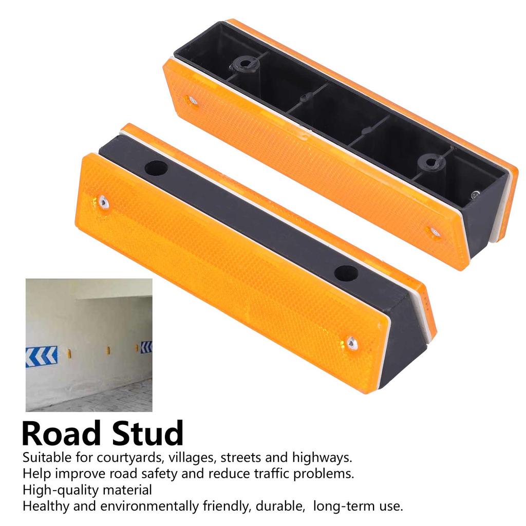 2PCS Rectangle Reflective Sign Road Stud Marker for Highway Traffic Warning Facilities(YellowWhite )