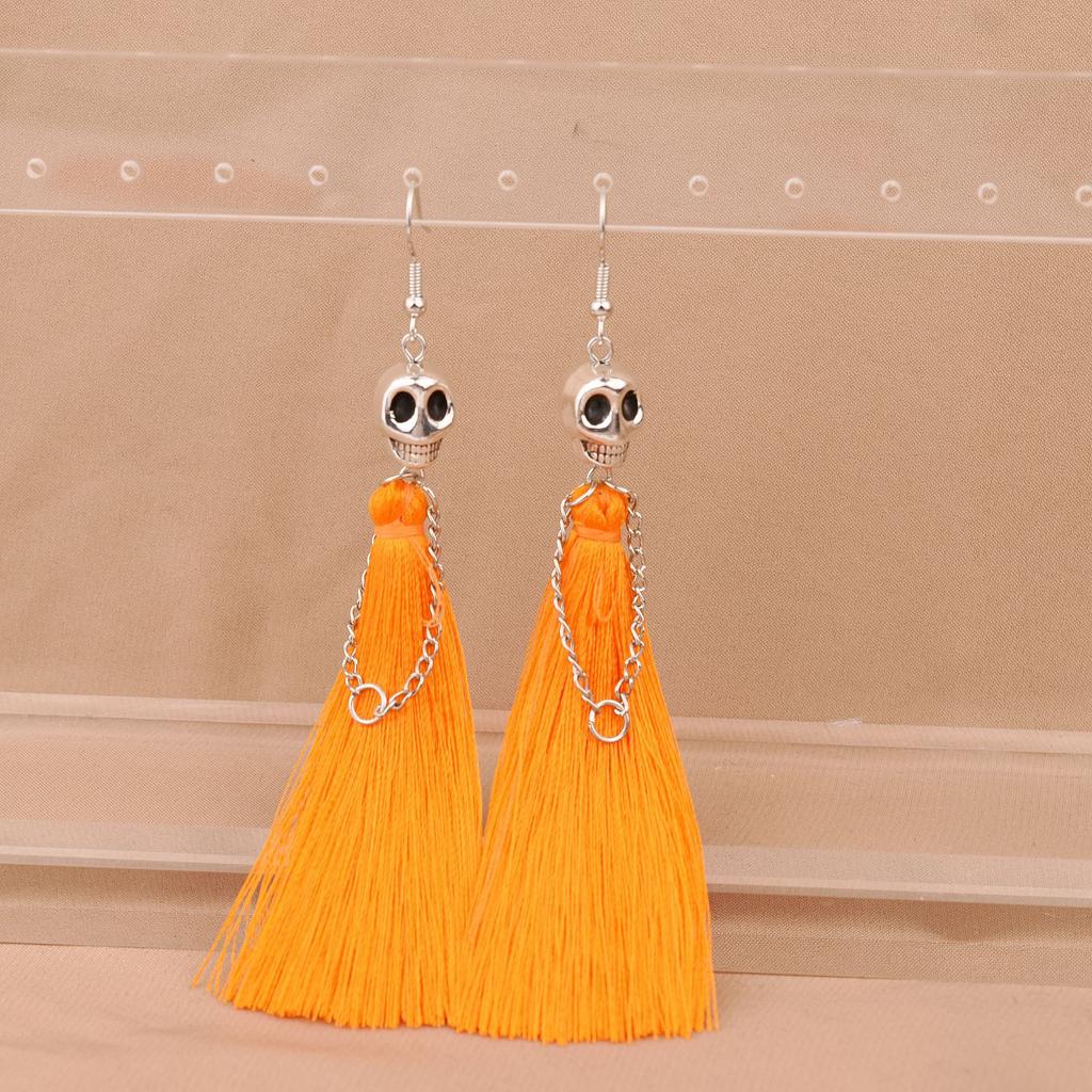 Gothic Halloween Skeleton Earrings for Women Punk Ethnic Skull Rope Tassel Drop Earrings  Party Holiday Jewelry Gifts