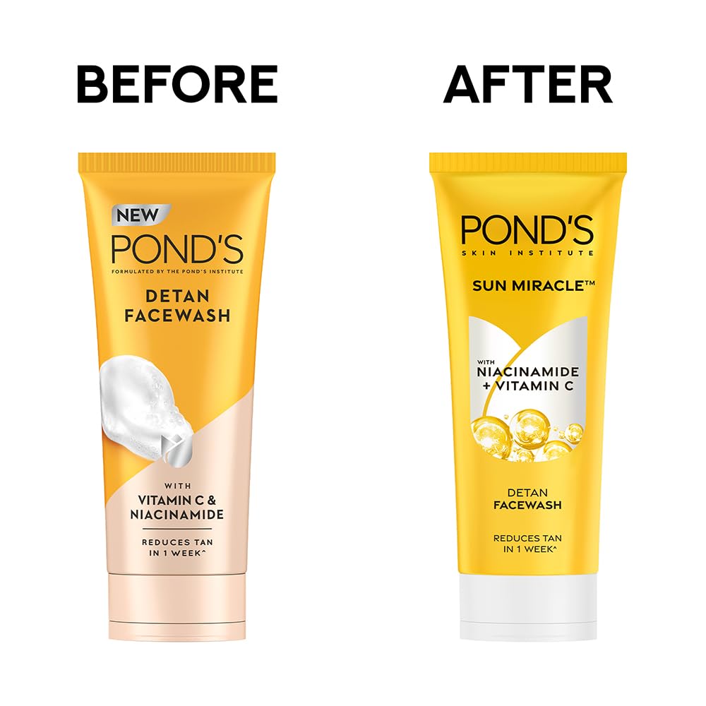 Pond's Detan Face Wash With Vitamin C and Niacinamide | Facewash for All Skin Types, 100gm