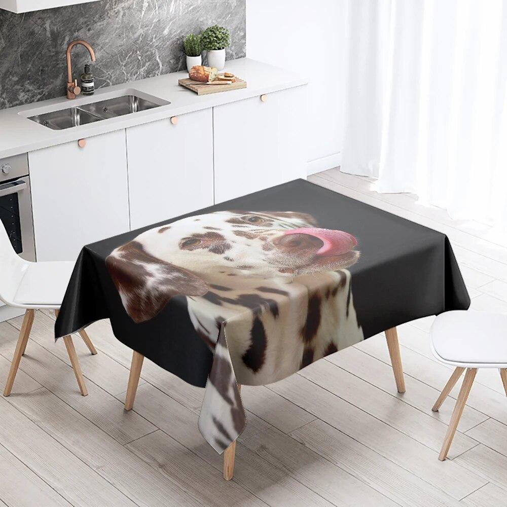 Cute Puppy Tablecloth Camping Party  Anti-Stain Waterproof Rectangular Kitchen Table Home Decor