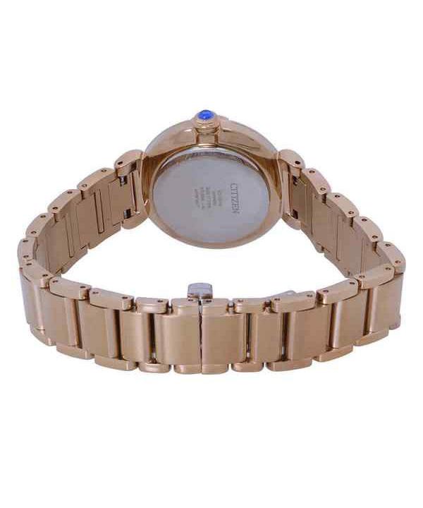 Citizen Montre pour femme L Series avec accents de diamants en acier inoxydable or rose et cadran en nacre Eco-Drive EM1073-85Y