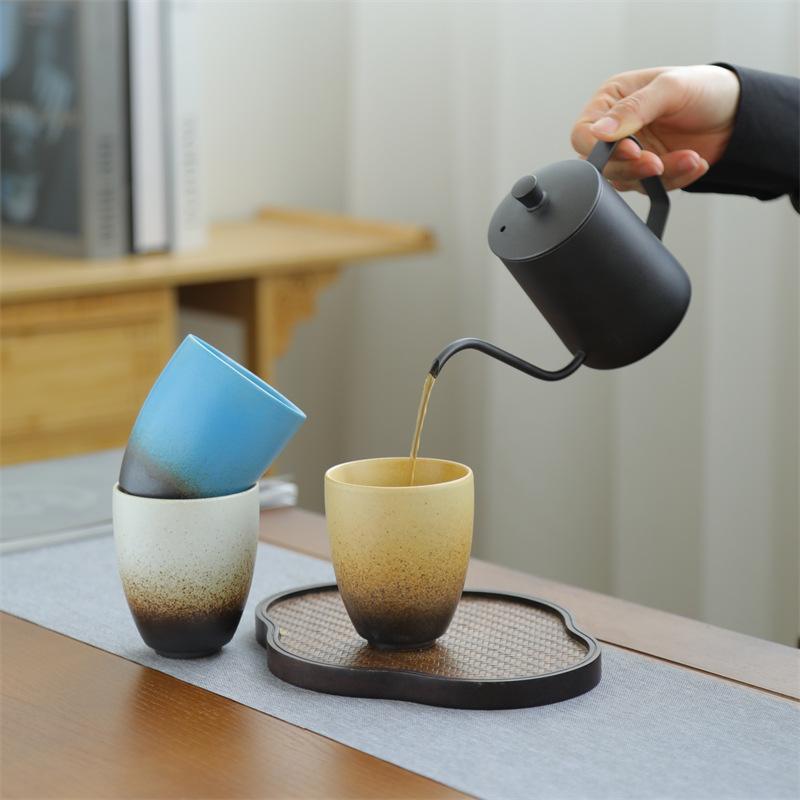 Retro Ceramic Teacup Kiln Change Small Cup Kung Fu Tea Bowl Coffee Cup Coarse Pottery Kiln Change Master Cup
