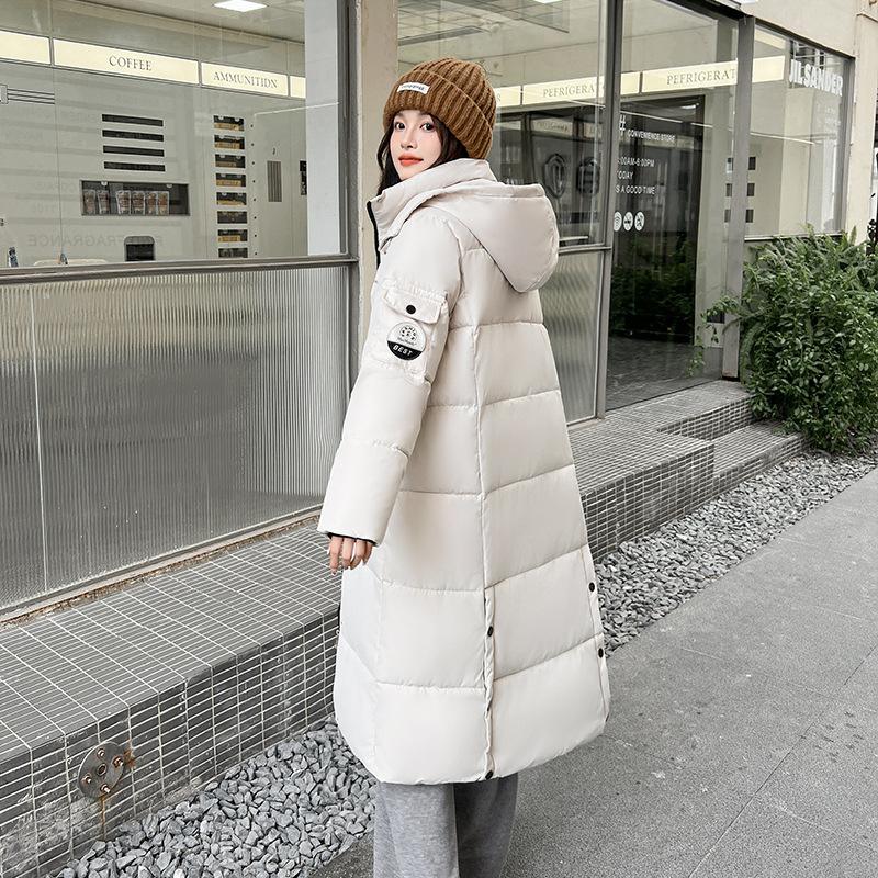 

Новая женская удлиненная хлопковая куртка с капюшоном до колена, зимняя, свободного кроя, утолщенная, с манжетами. M белый