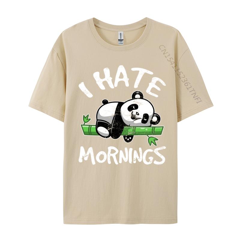 I Hate Mornings Cute Panda Bear For Panda Lover Printing T Shirts Wholesale ONeck 3d Printed Cotton Unisexs Tops Tees