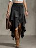 Polyester Aline Midi Skirt With Wrinkle Texture For Casual Travel And Dating