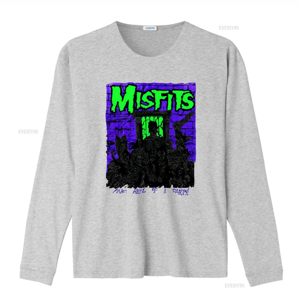 MISFITS 80s Rockband One Hell of A Party T-shirt Vintage Stijl voor Fans vintage Gewassen Stijlvolle grafische print Veelzijdig