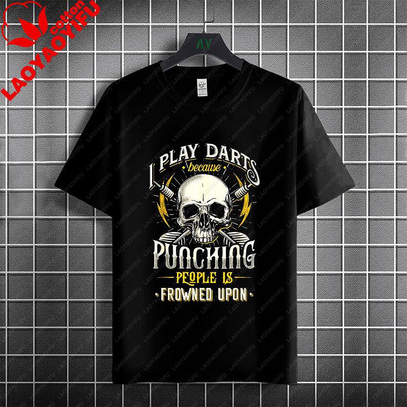 Thats Why IM Here Funny Dart and Beer Graphic TShirt 100 Cotton Short Sleeve Casual Tee Outdoor Activities  Social Events