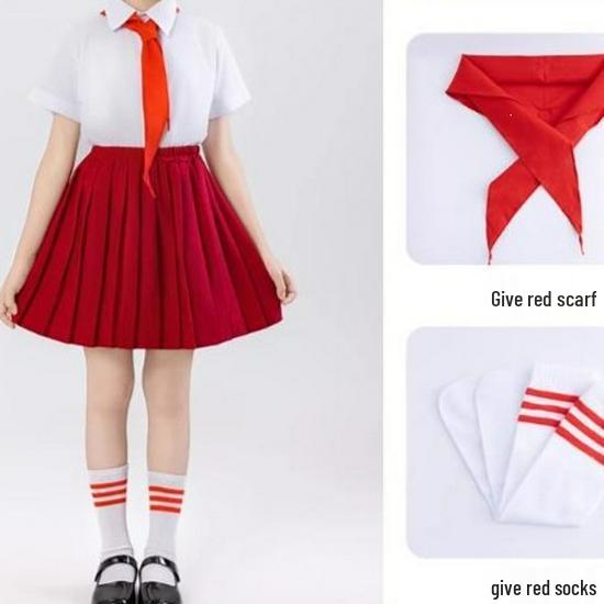 Red Chinese-Style Performance Costume for School Poetry Recitation and Graduation 150 cm