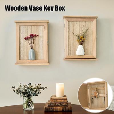 1PC Handheld Handcrafted Box Durable Organizer Smooth-Finished Wooden Solid-Wooden Storage Sturdy Vintage Desktop 25x19.5cm